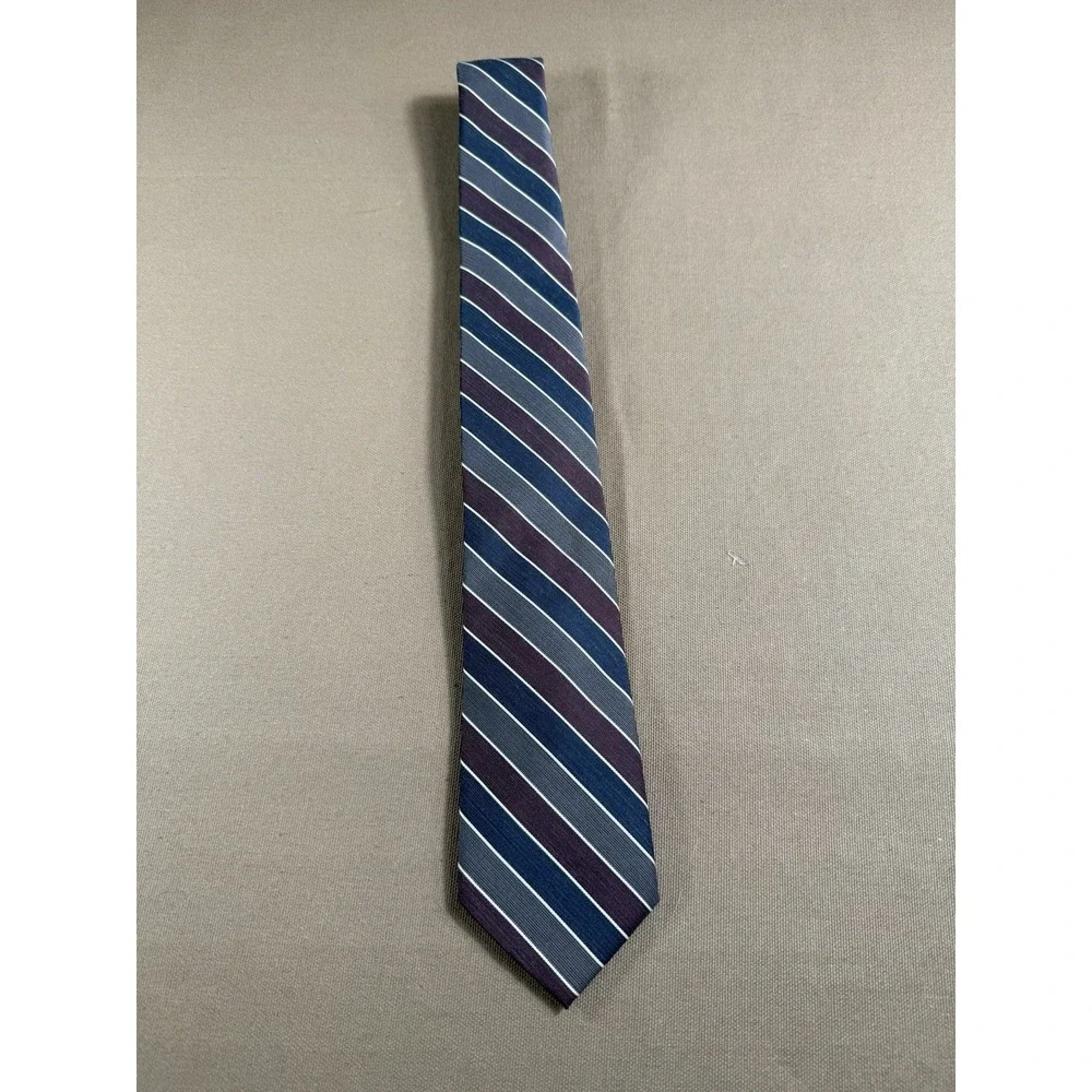 Lilly Dache Luxury Tie‎ Retro Blue Striped Silk Blend Necktie Classic